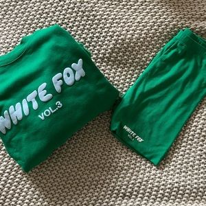 White Fox Boutique Set, Crew Hoodie and Biker Shorts Size M/L